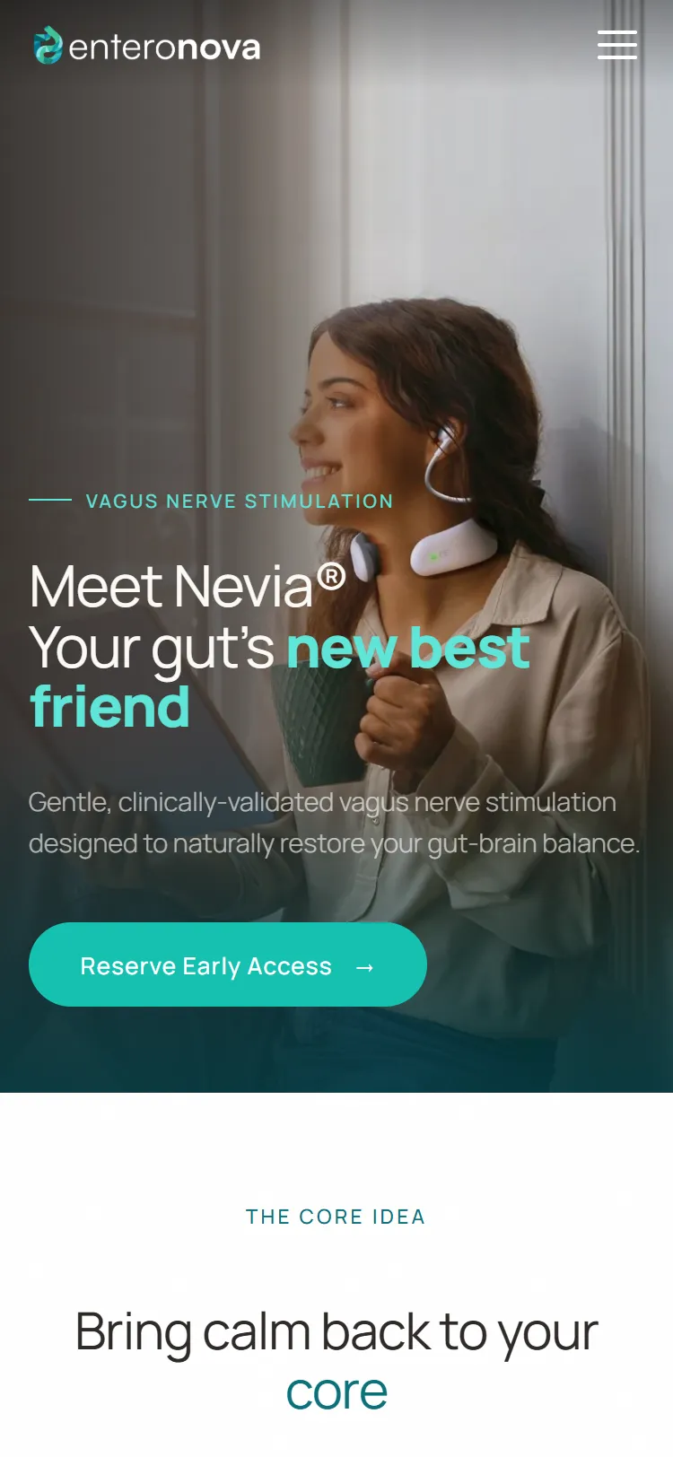 Enteronova website — mobile responsive view