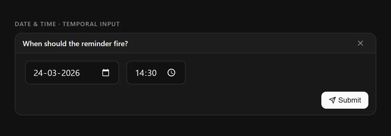 DateTime picker card