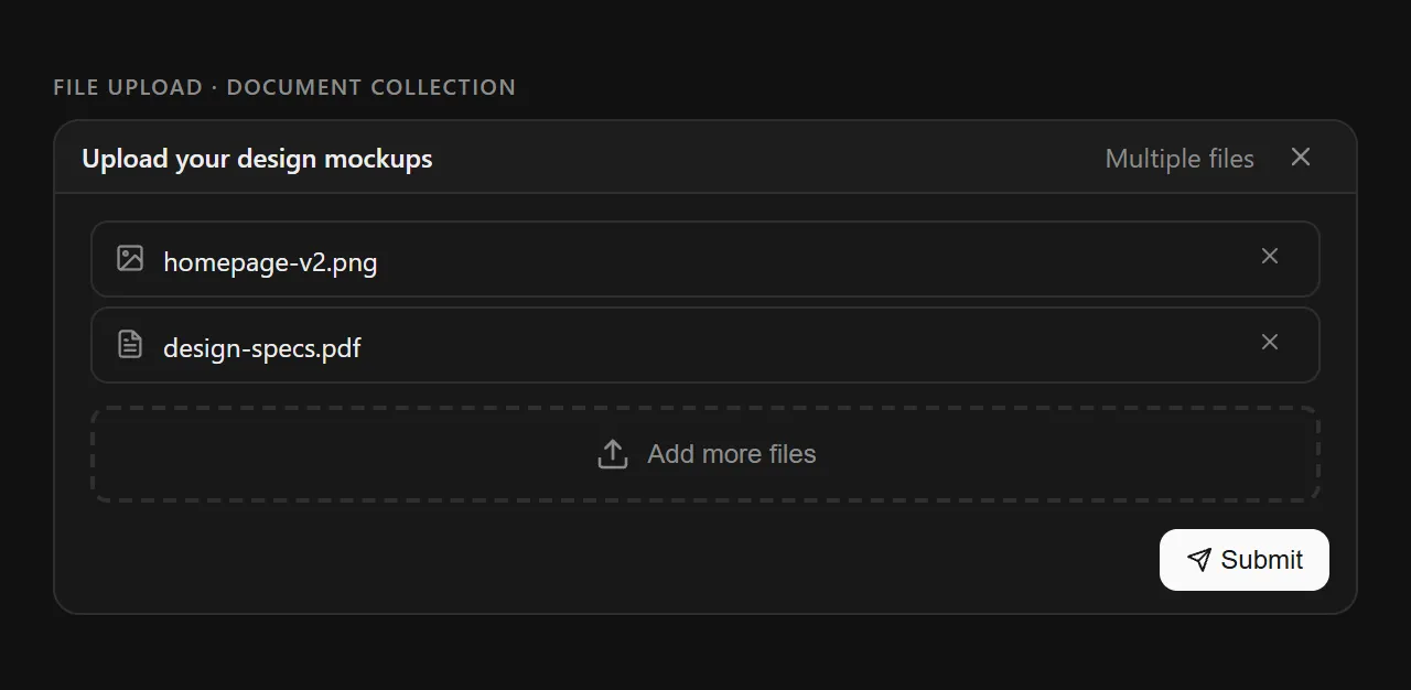 File request card with attached files