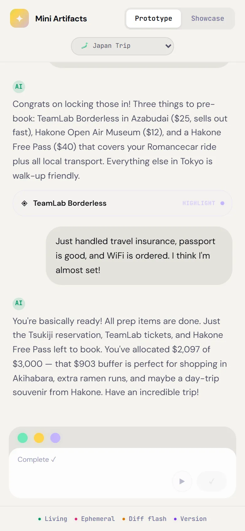 Mobile complete conversation